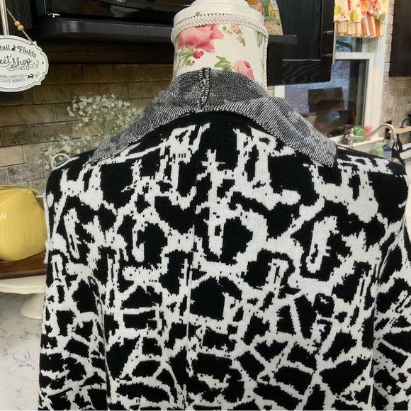 Ming Wang Relaxed Fit Open Front Kimono Cardigan Black White Small Medium New - Picture 5 of 13